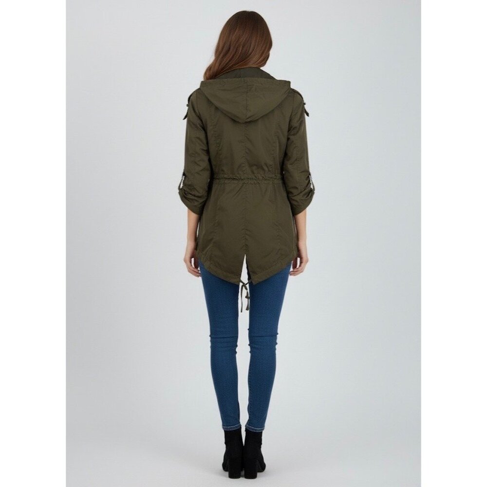 BCBGeneration Utility Military Anorak Parka Jacket Olive Green Gorpcore Armycore - Picture 15 of 16